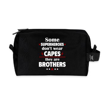 Some heroes don't wear capes, they are brothers - Recycled Toiletry Zip Bag - black - Front