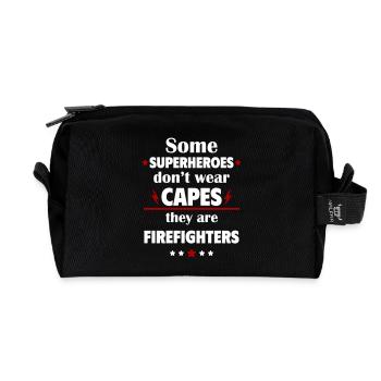 Some heroes don't wear capes, fire brigade - Recycled Toiletry Zip Bag - black - Front