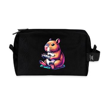 Pixel Art Video Games Gamer Capybara - Recycled Toiletry Zip Bag - black - Front