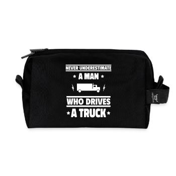 Never underestimate a man in the truck! - Recycled Toiletry Zip Bag - black - Front