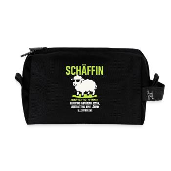 Schaf Spruch Schäffin Lustig Geschenkidee Schafe - Recycelte Kulturtasche - Schwarz - Vorne