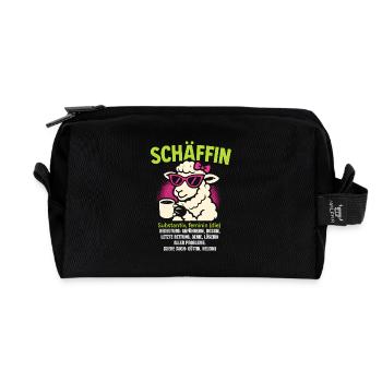 Schaf Spruch Schäffin Lustig Geschenkidee Schafe - Recycelte Kulturtasche - Schwarz - Vorne