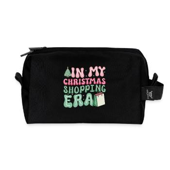 Christmas Saying In My Christmas Shopping Era - Recycled Toiletry Zip Bag - black - Front