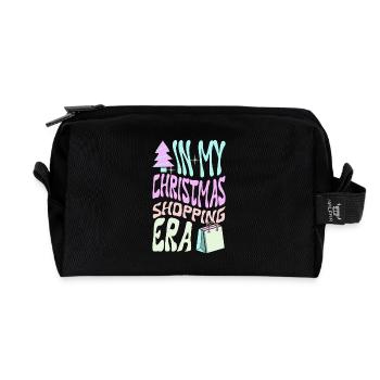 Christmas Saying In My Christmas Shopping Era - Recycled Toiletry Zip Bag - black - Front