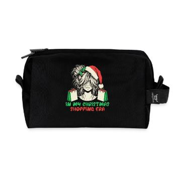 Christmas Saying In My Christmas Shopping Era - Recycled Toiletry Zip Bag - black - Front
