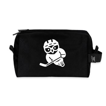 Eishockey Eule Silhouette Schneeeule Spieler - Recycelte Kulturtasche - Schwarz - Vorne