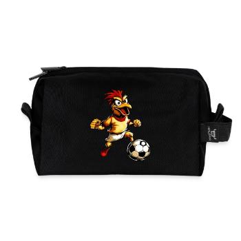 Chicken Football - Recycled Toiletry Zip Bag - black - Front