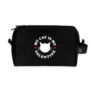 My Cat is my Valentine - Recycled Toiletry Zip Bag - black - Front