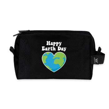 Happy Earth Day - Recycled Toiletry Zip Bag - black - Front
