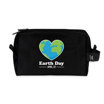 Earth Day April 22 - Recycled Toiletry Zip Bag - black - Front