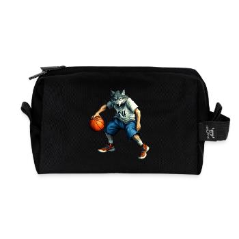 Joueur de basket-ball Wolf - Trousse de toilette en tissu recyclé - noir - Devant