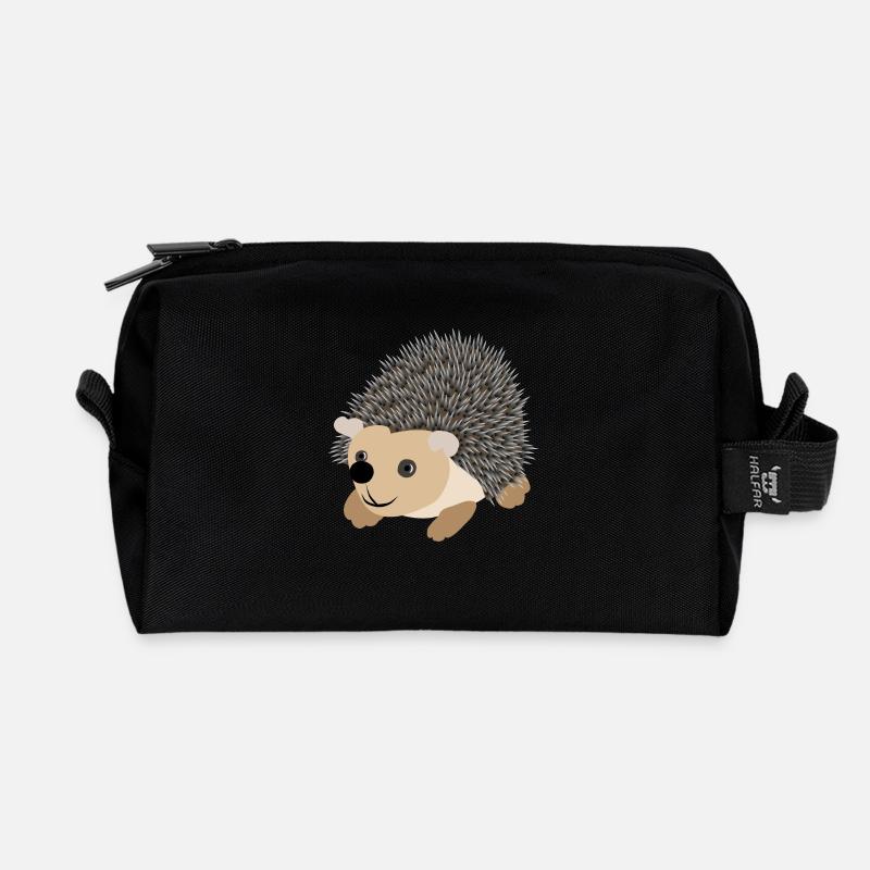Doux hérisson - Trousse de toilette en tissu recyclé - noir