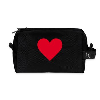 Herz Heart red - Recycelte Kulturtasche - Schwarz - Vorne