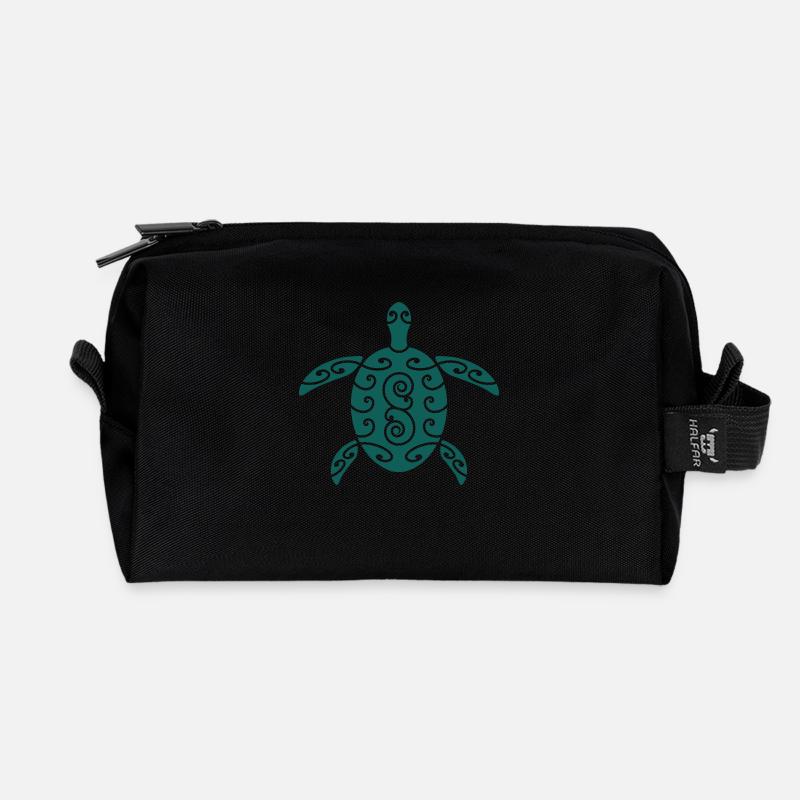 Schildkröte mit Muster 1 - Recycelte Kulturtasche - Schwarz