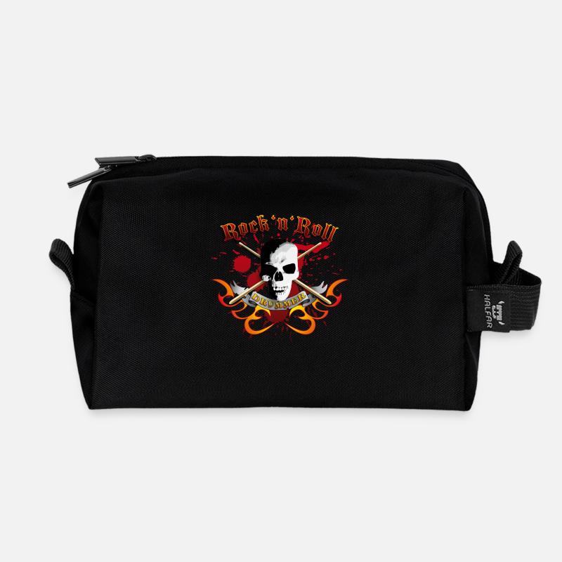 drummer_skull_a - Recycled Toiletry Zip Bag - black