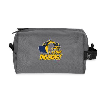 I Love Diggers - Recycled Toiletry Zip Bag - anthracite - Front