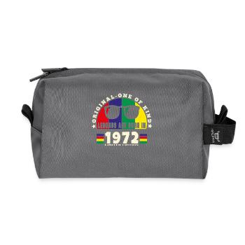 Original - Einzigartiges Geburtstagsgeschenk aus dem Jahr 1972. - Recycelte Kulturtasche - Anthrazit - Vorne