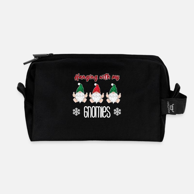 11905 hanging gnomies child dwarfs - Recycled Toiletry Zip Bag - black