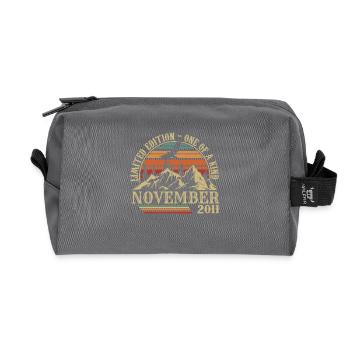Born in November 2011 - Birthday November 2011 - Recycled Toiletry Zip Bag - anthracite - Front