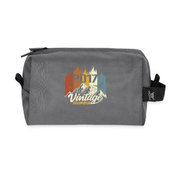 Geburtstagsgeschenk geboren im Dezember 2017 - Recycelte Kulturtasche - Anthrazit - Vorne