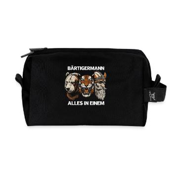Bärtigermann Bär Tiger Wikinger Starker Mann Bart - Recycelte Kulturtasche - Schwarz - Vorne