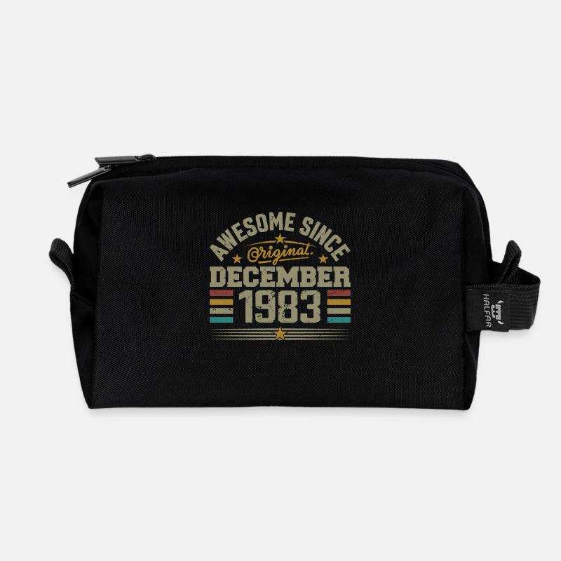 Dezember 1983 - Dezember 1983 Geburtstagsgeschenk - Recycelte Kulturtasche - Schwarz