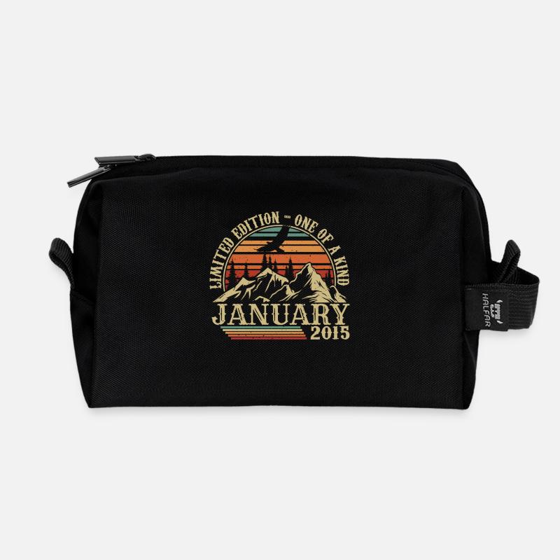 Januar 2015 - Januar 2015 Geburtstagsgeschenk - Recycelte Kulturtasche - Schwarz