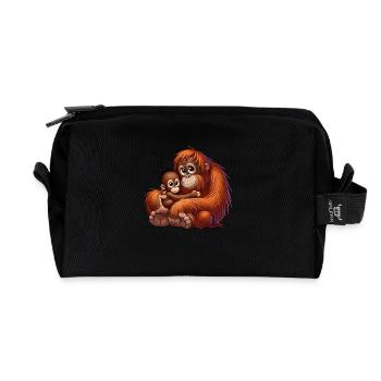 Orang-Utan-Mutter mit Kind - Recycelte Kulturtasche - Schwarz - Vorne
