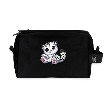 Schneeleopard - Recycelte Kulturtasche - Schwarz - Vorne