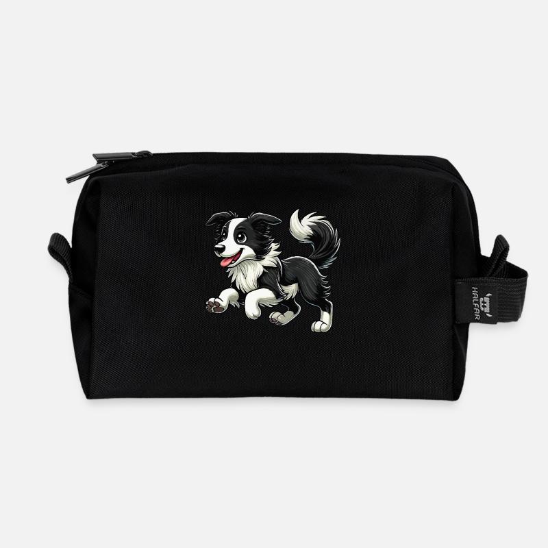 Border Collie zwr - Recycelte Kulturtasche - Schwarz