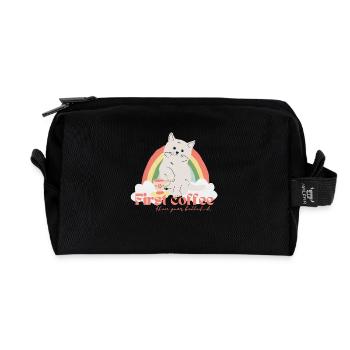 Cat Coffee 2 - Recycled Toiletry Zip Bag - black - Front