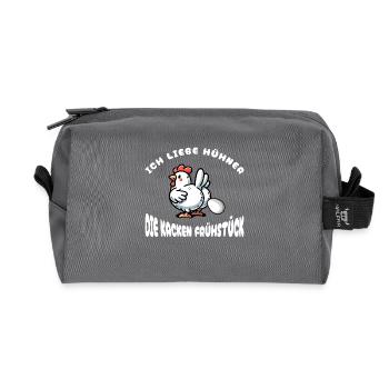 Funny I Love Chickens Breakfast Egg Design - Recycled Toiletry Zip Bag - anthracite - Front