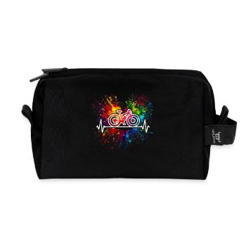 MTB Herzschlag Farbspritzer - Recycelte Kulturtasche - Schwarz - Vorne