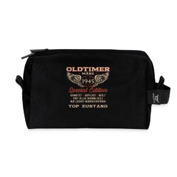 80. Geburtstag Oldtimer März Jahrgang 1945 - Recycelte Kulturtasche - Schwarz - Vorne