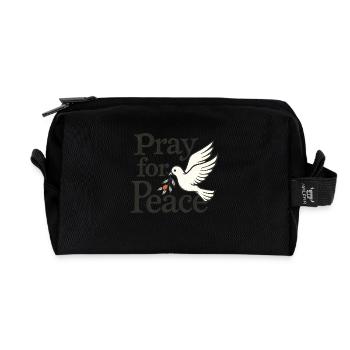 Pray for Peace – Dove with Olive Branch Spiritual - Recycled Toiletry Zip Bag - black - Front