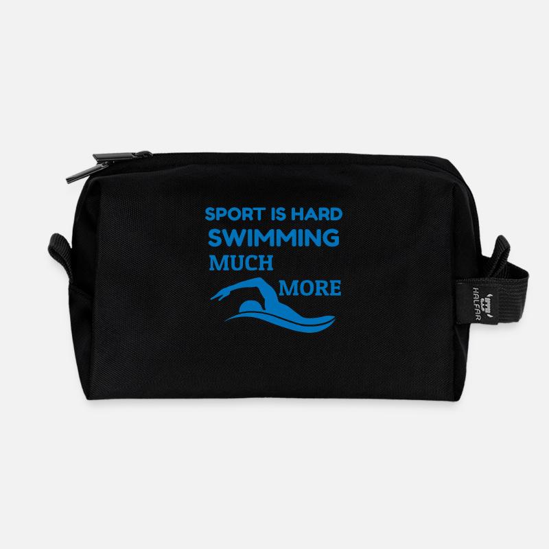 Nageur passionné - Le sport est une citation difficile - Trousse de toilette en tissu recyclé - noir