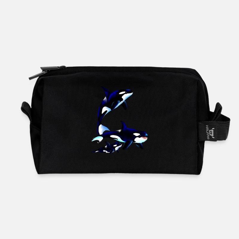 Killer Whale Family - Recycelte Kulturtasche - Schwarz