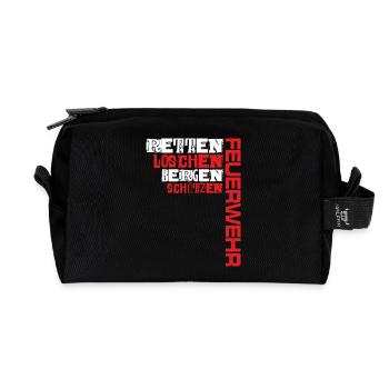Feuerwehr - Retten Löschen Bergen Schützen - Recycelte Kulturtasche - Schwarz - Vorne