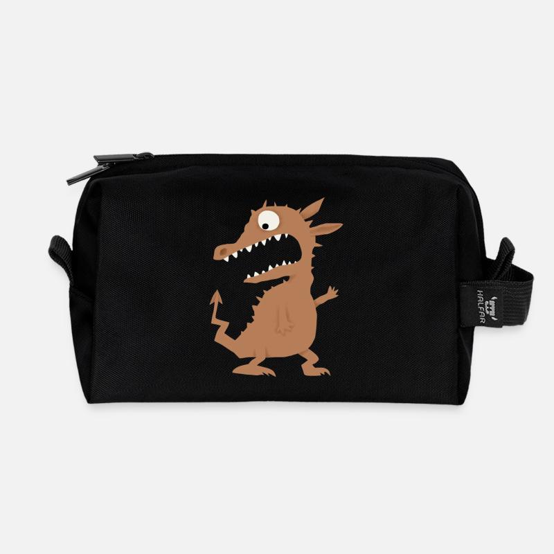 erschrockener Drache - Recycelte Kulturtasche - Schwarz