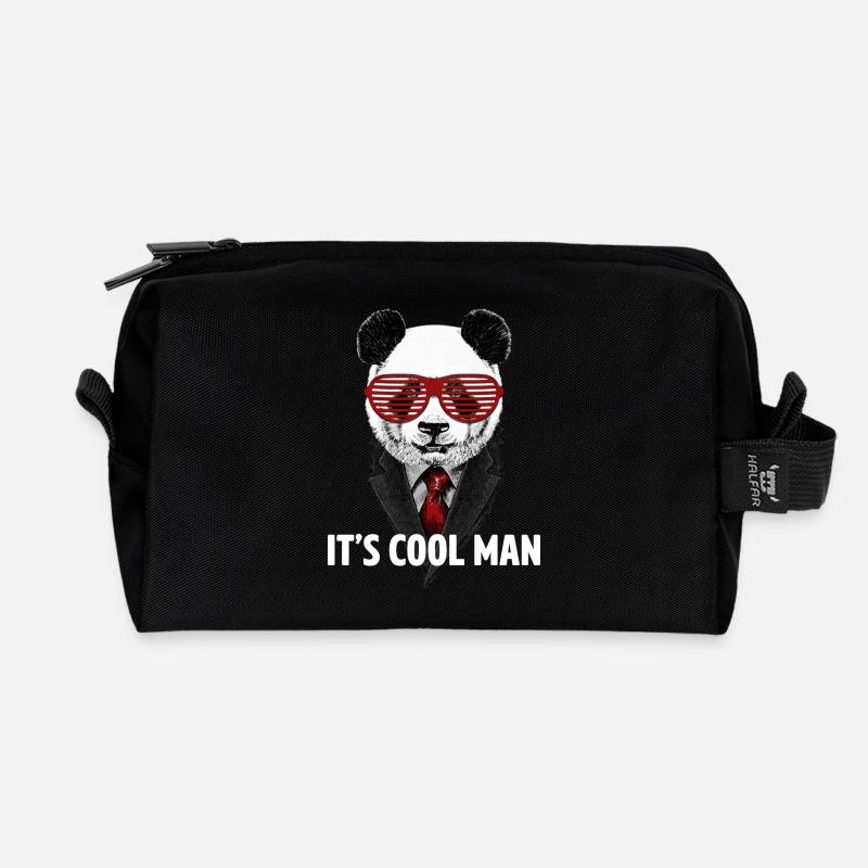 Panda - It's cool man - Geschenkidee - Recycelte Kulturtasche - Schwarz