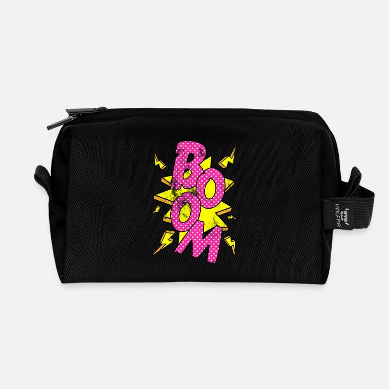Pop Art / Comic: BOOM - Sprechblase, Blitze - Recycelte Kulturtasche - Schwarz