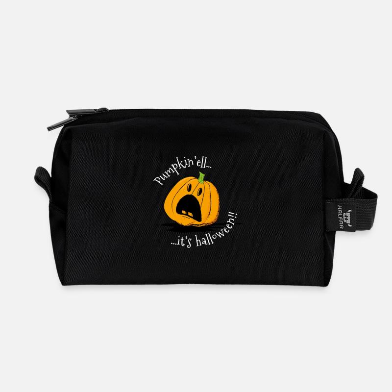 Pumkin'ell it's Halloween! - Recycled Toiletry Zip Bag - black