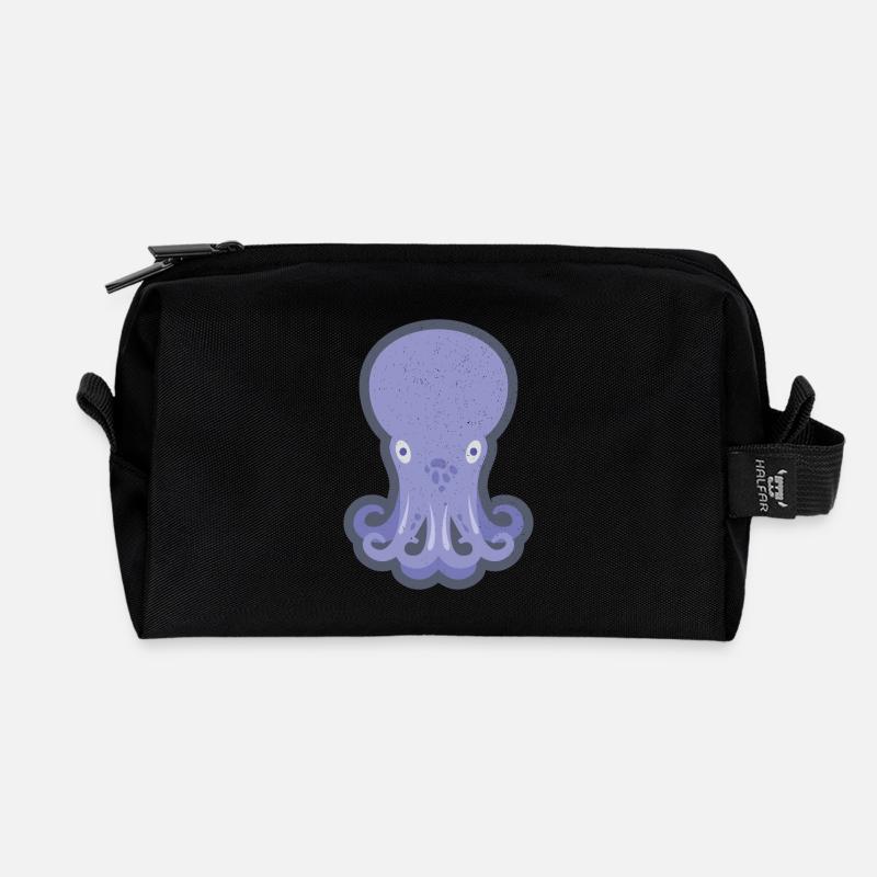 Cute Baby Octopus Graphic - Recycled Toiletry Zip Bag - black