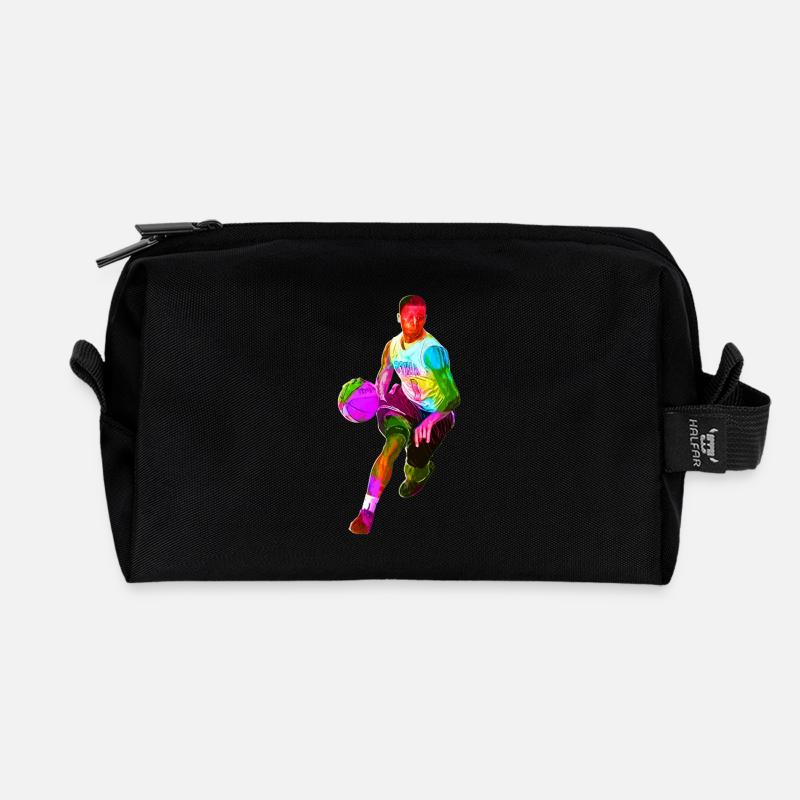 Bunter Basketballer - Recycelte Kulturtasche - Schwarz