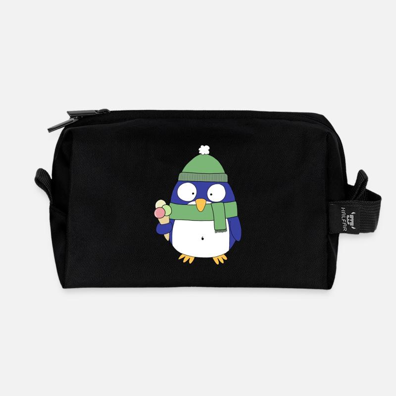 Frierender Pinguin - Recycelte Kulturtasche - Schwarz