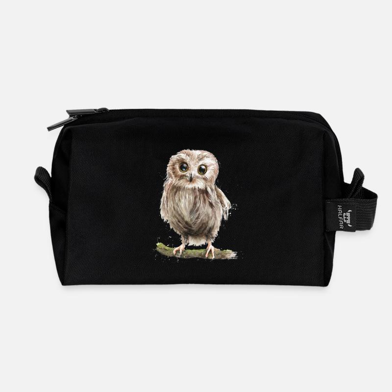 eule - Recycelte Kulturtasche - Schwarz