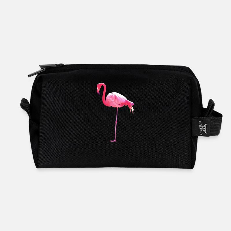 Pink Flamingo - Recycelte Kulturtasche - Schwarz
