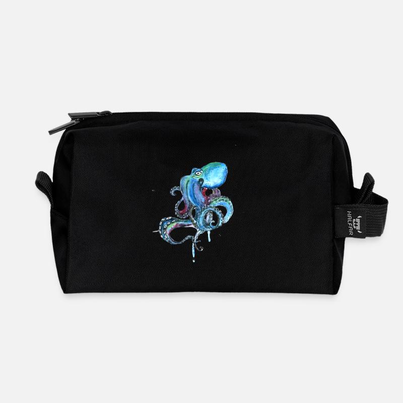 kraake octopus tentacal illu fish octopus ora - Recycled Toiletry Zip Bag - black