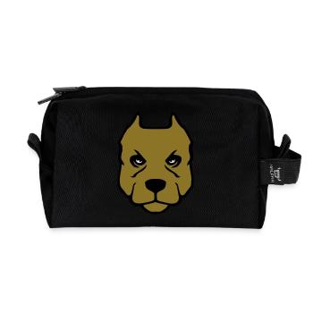 dessin tête de chien American Pit Bull Terrier - Trousse de toilette en tissu recyclé - noir - Devant