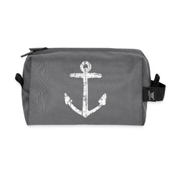 Anker (Vintage Weiß) Boot und Segel Design - Recycelte Kulturtasche - Anthrazit - Vorne